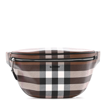 Burberry E-canvas Check Cason Bum Bag Dark Birch Brown 1 of 9