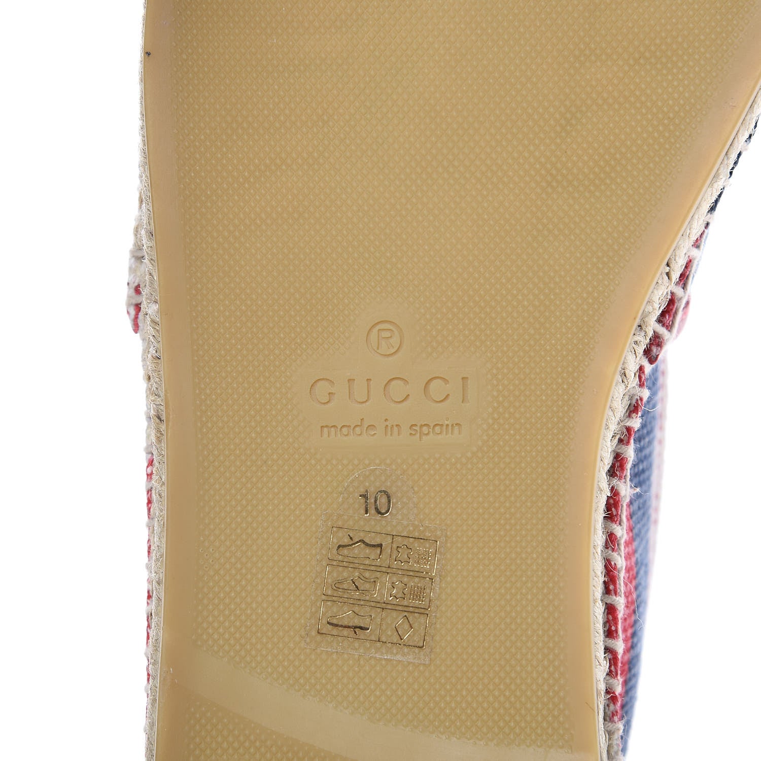 Gucci Canvas Sylvie Stripe Logo Mens Espadrilles 10 Mystic White Hibiscus Red Maritime 6 of 10