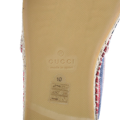 Gucci Canvas Sylvie Stripe Logo Mens Espadrilles 10 Mystic White Hibiscus Red Maritime 6 of 10