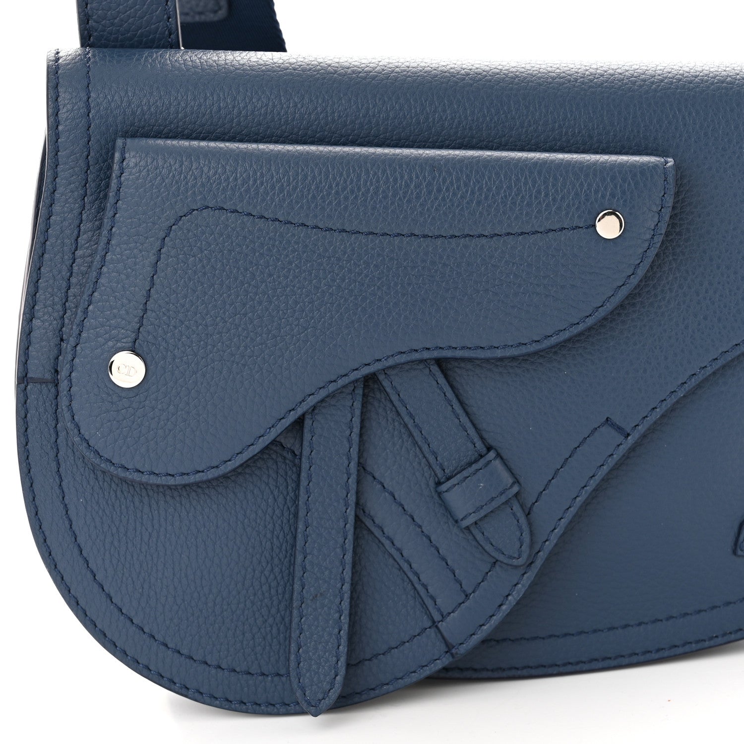 Christian Dior Grained Calfskin Saddle Pouch Blue 8 of 10