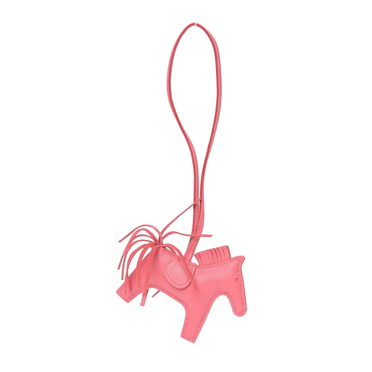 Hermes Milo Lambskin Grigri Rodeo Horse Bag Charm MM Rose Azalee 2 of 4