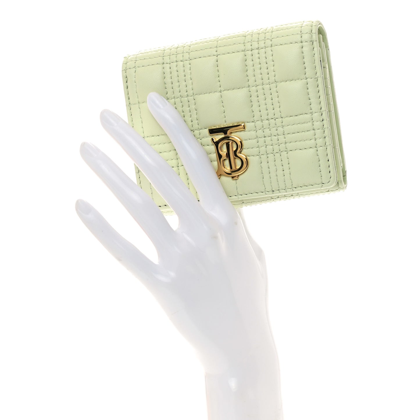 Lambskin Quilted Small Lola Folding Wallet Pistachio
