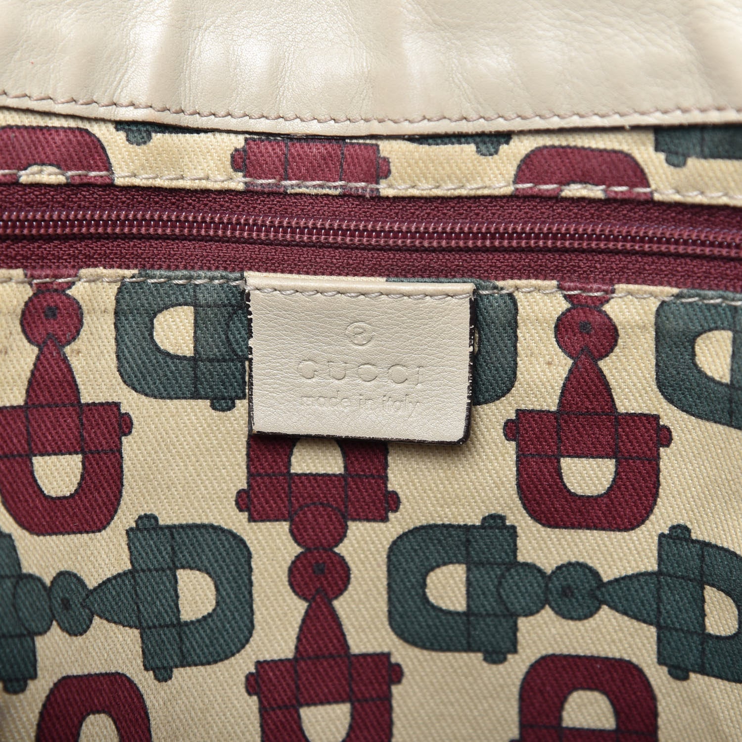 Gucci Guccissima Large D Gold Ring Shoulder Bag Off White 8 of 14