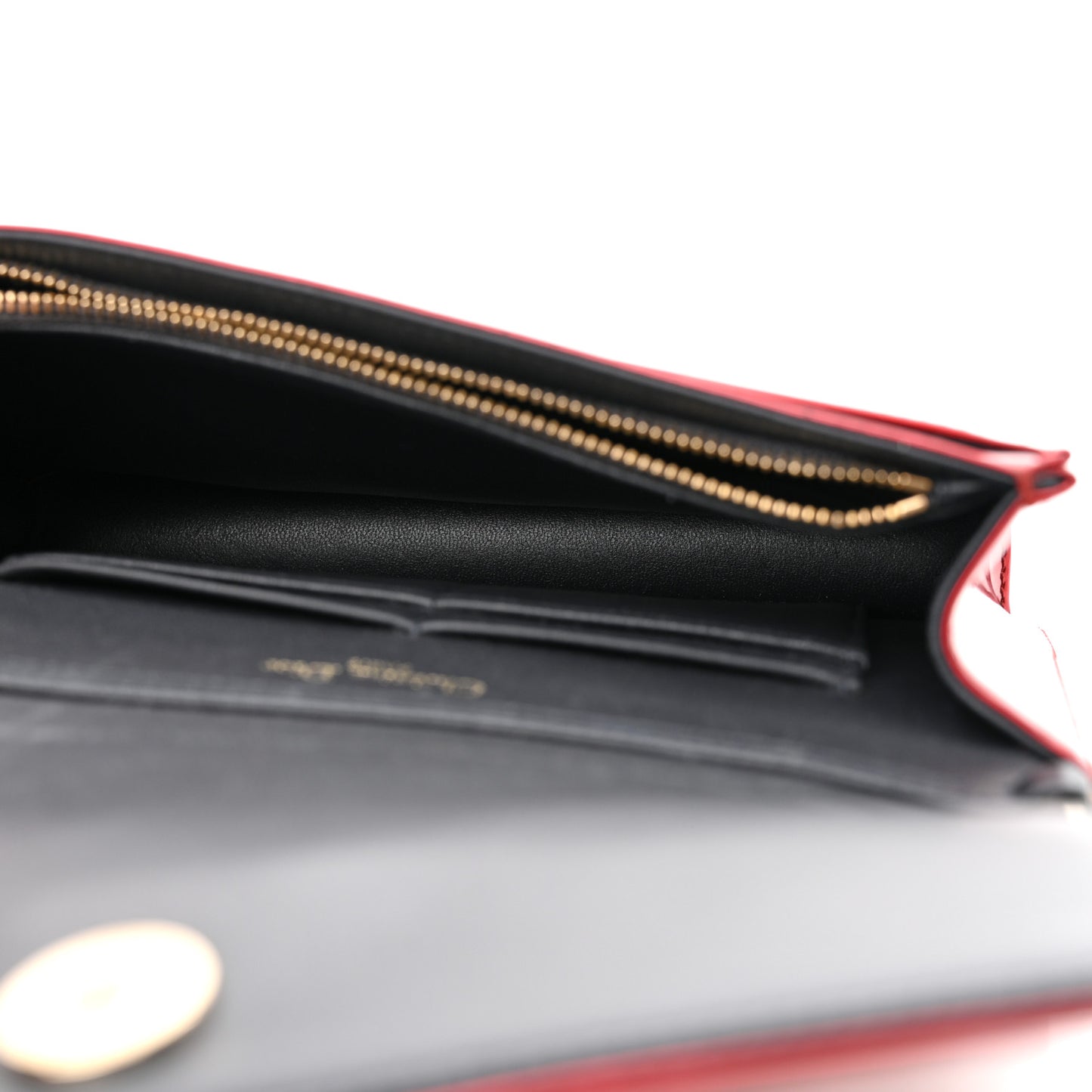 Metallic Patent Micro-Cannage Diorama Wallet on Chain Pouch Red