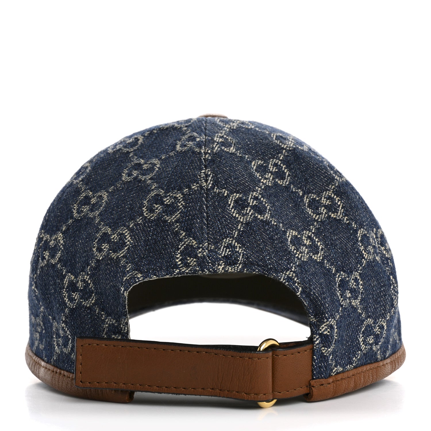 Gucci Washed Jacquard Denim Nappa GG Monogram Oscar Baseball Hat S Denim Cuir 5 of 10