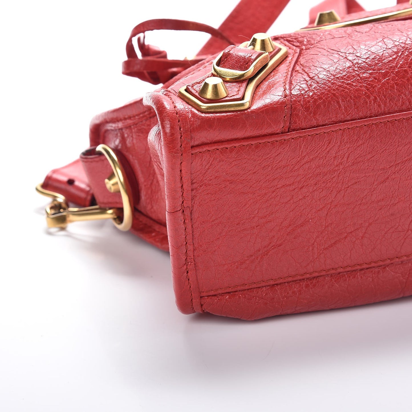 Agneau Gold Metallic Edge Hardware Mini City Rouge Rubis