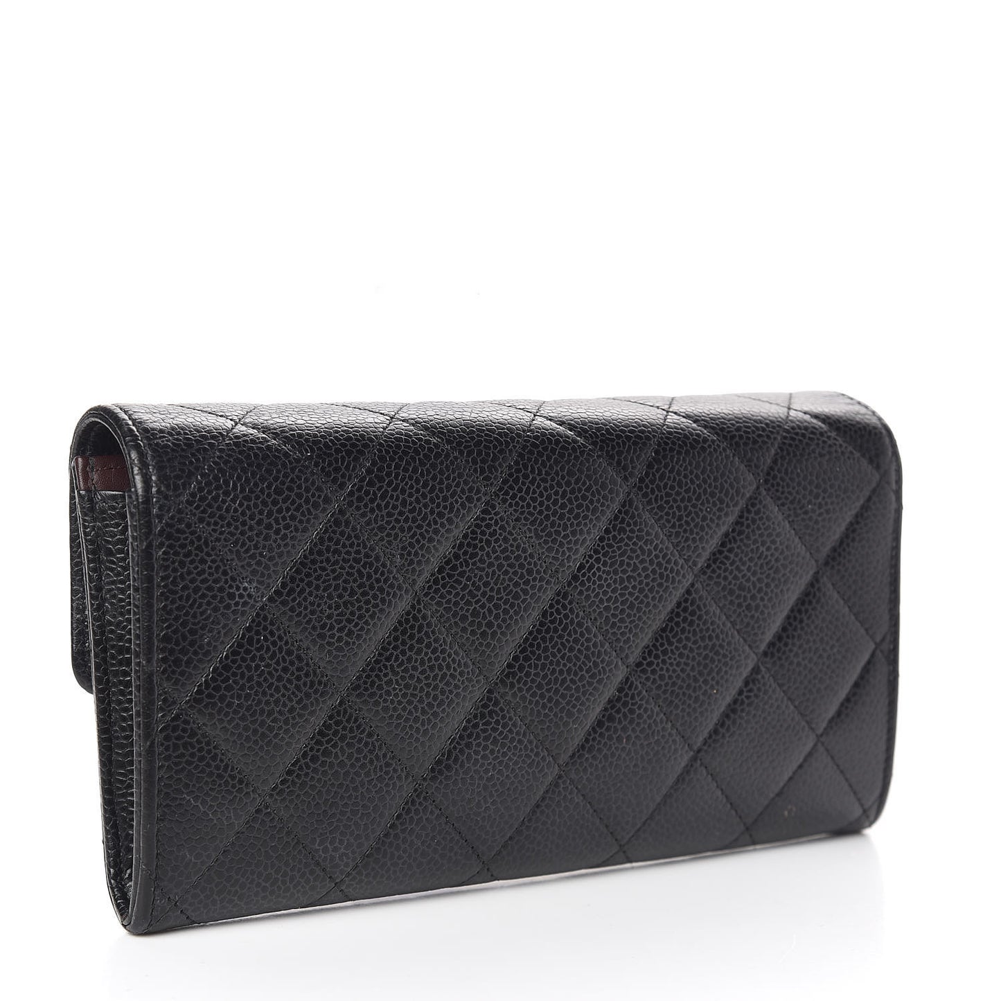 Caviar Quilted Large Gusset Flap Wallet Black