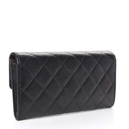 Chanel Caviar Quilted Large Gusset Flap Wallet Black 3 of 8
