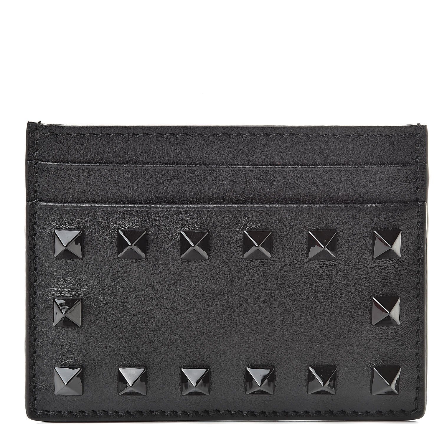 Valentino Garavani Vitello Rockstud Card Holder Black 1 of 9