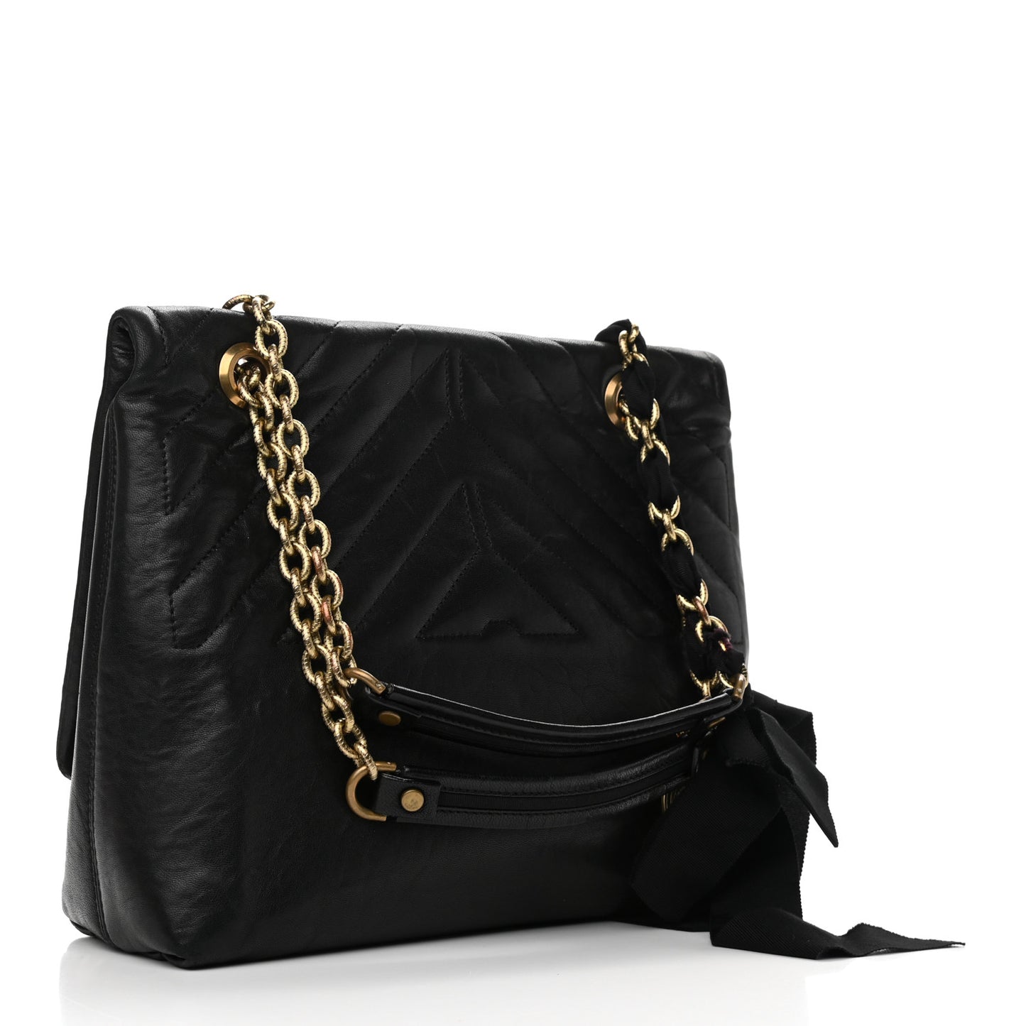 Lambskin Quilted Medium Happy Shoulder Bag Black