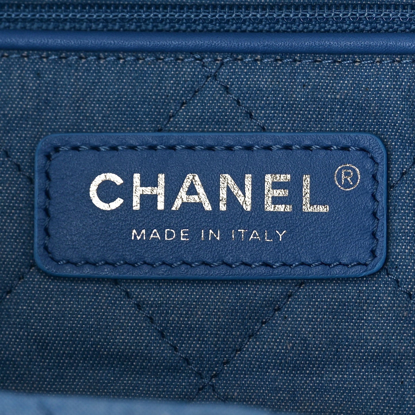 Denim Quilted Small Chanel 22 Blue