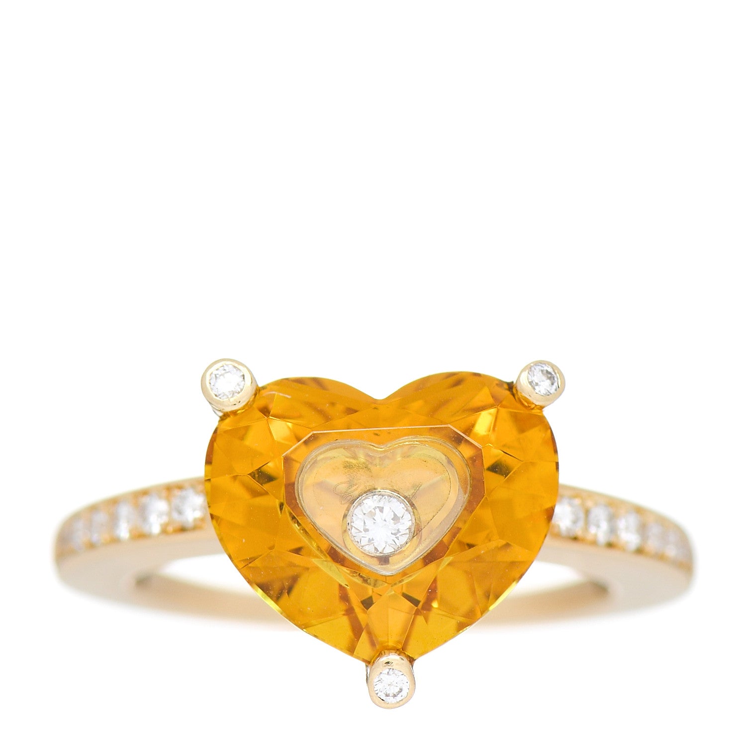 Chopard 18K Yellow Gold Diamond Yellow Sapphire So Happy Ring 53 6.25 1 of 5