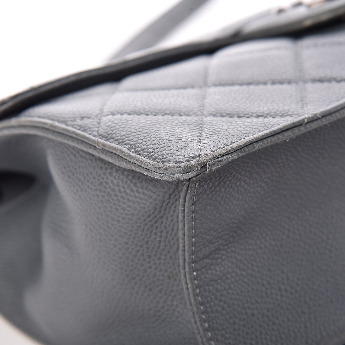 Caviar Quilted Large Retro Class Flap Grey