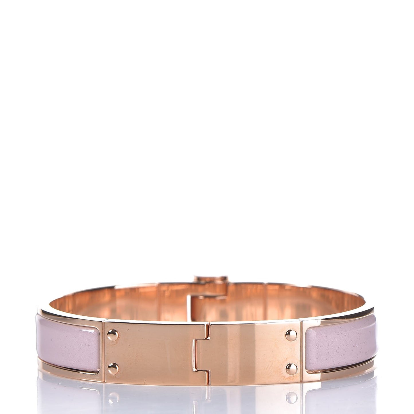 Enamel Charniere Uni Narrow Hinged Bracelet M Rose Candeur