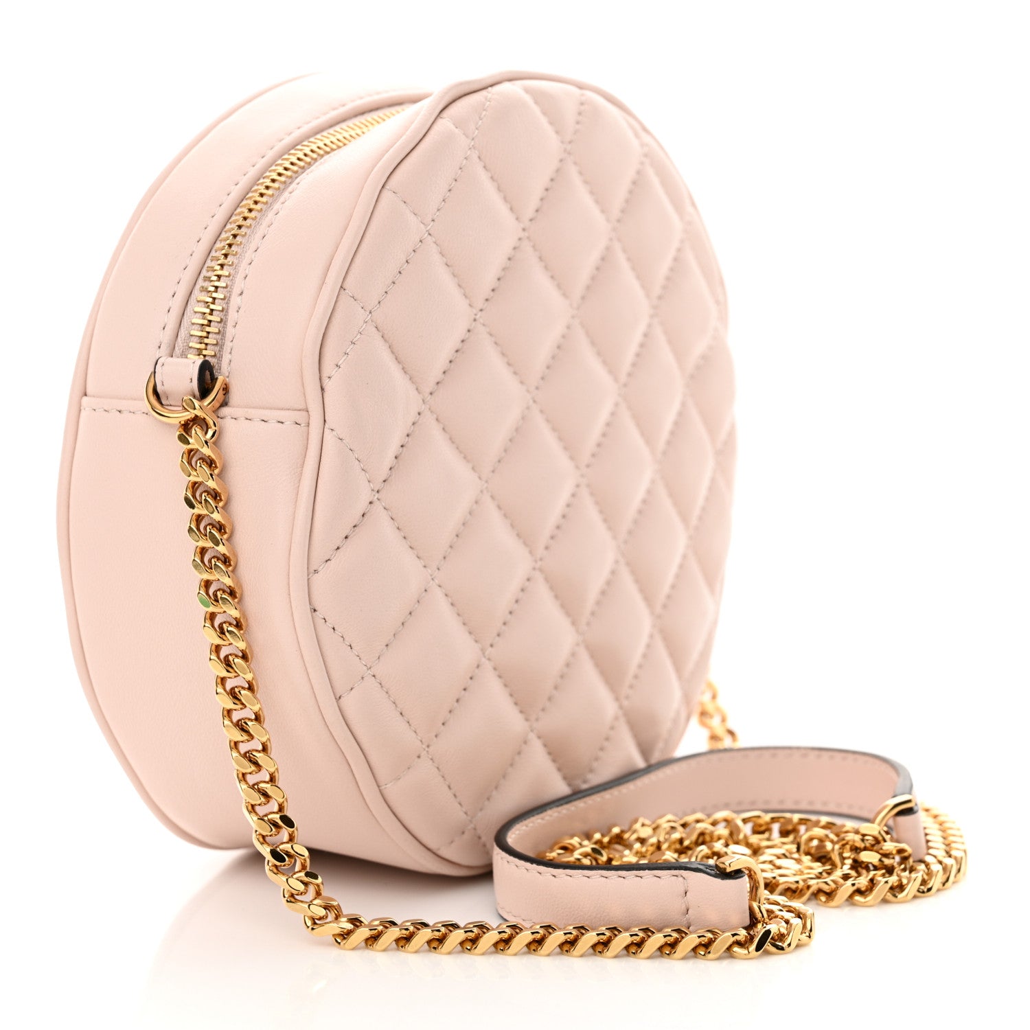 Versace Nappa Quilted La Medusa Round Camera Bag Light Pink 3 of 10