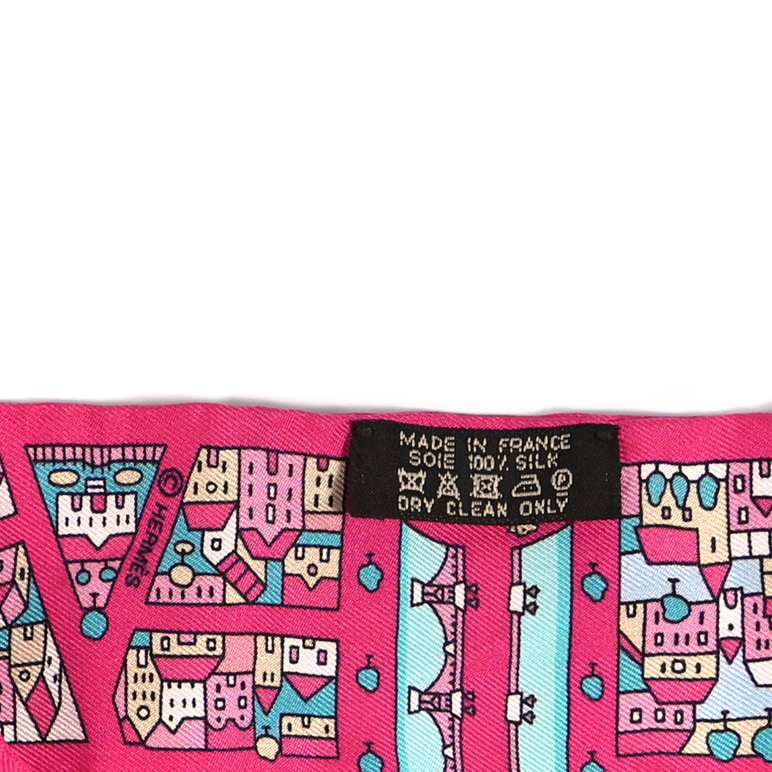 Hermes Silk Rive Droite Rive Gauche Twilly Rose Vif Turquoise Creme 3 of 3
