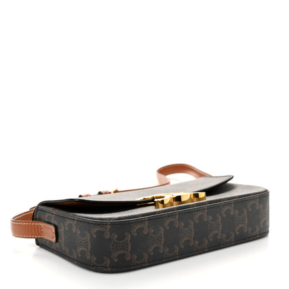 Celine Canvas Calfskin Triomphe Shoulder Bag Tan 4 of 12