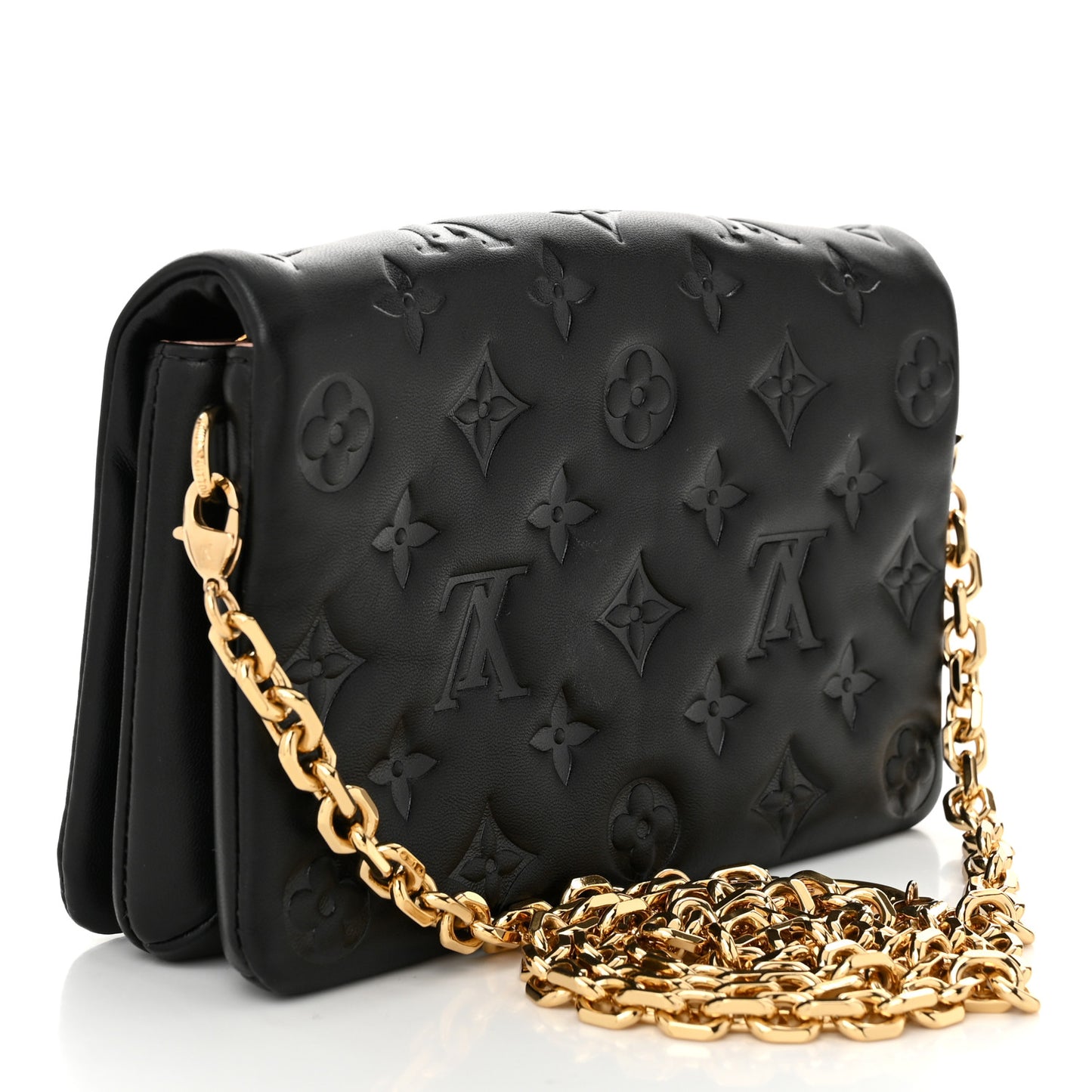 Lambskin Embossed Monogram Pochette Coussin Black