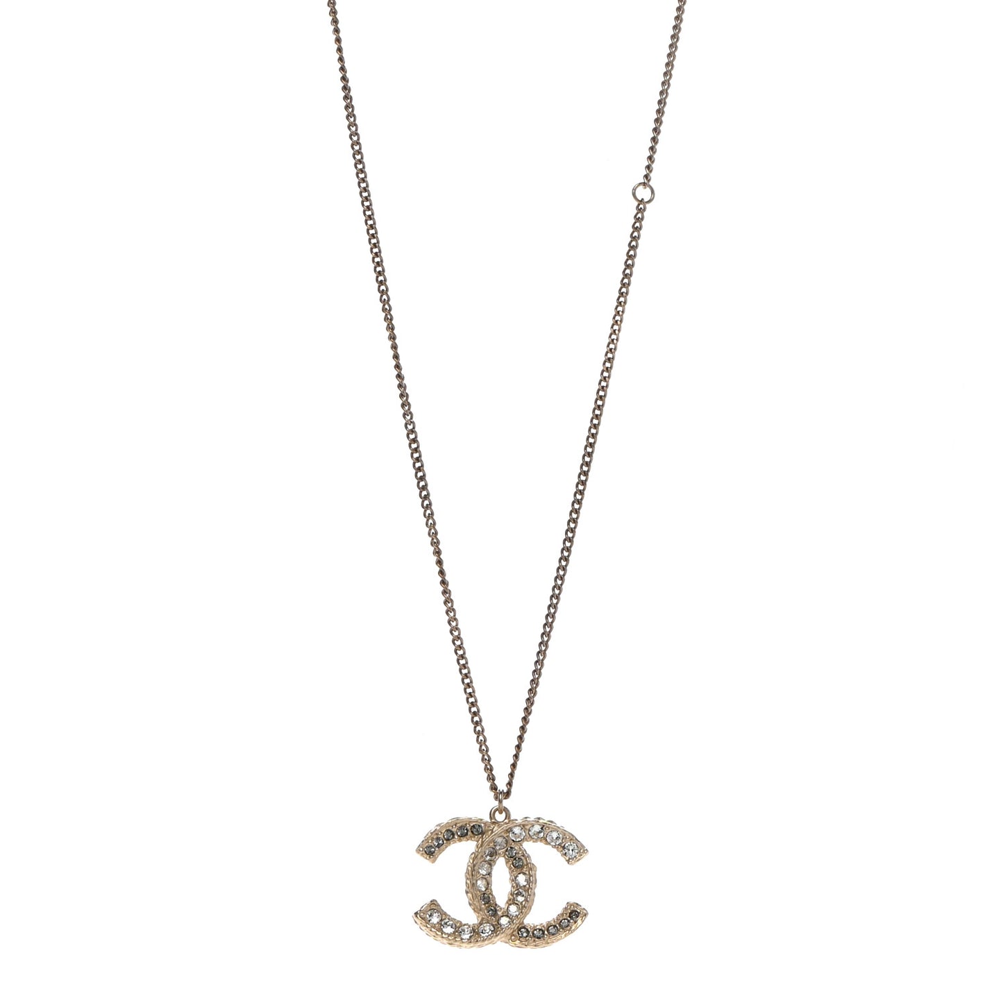 Crystal Enamel CC Reversible Pendant Necklace Gold