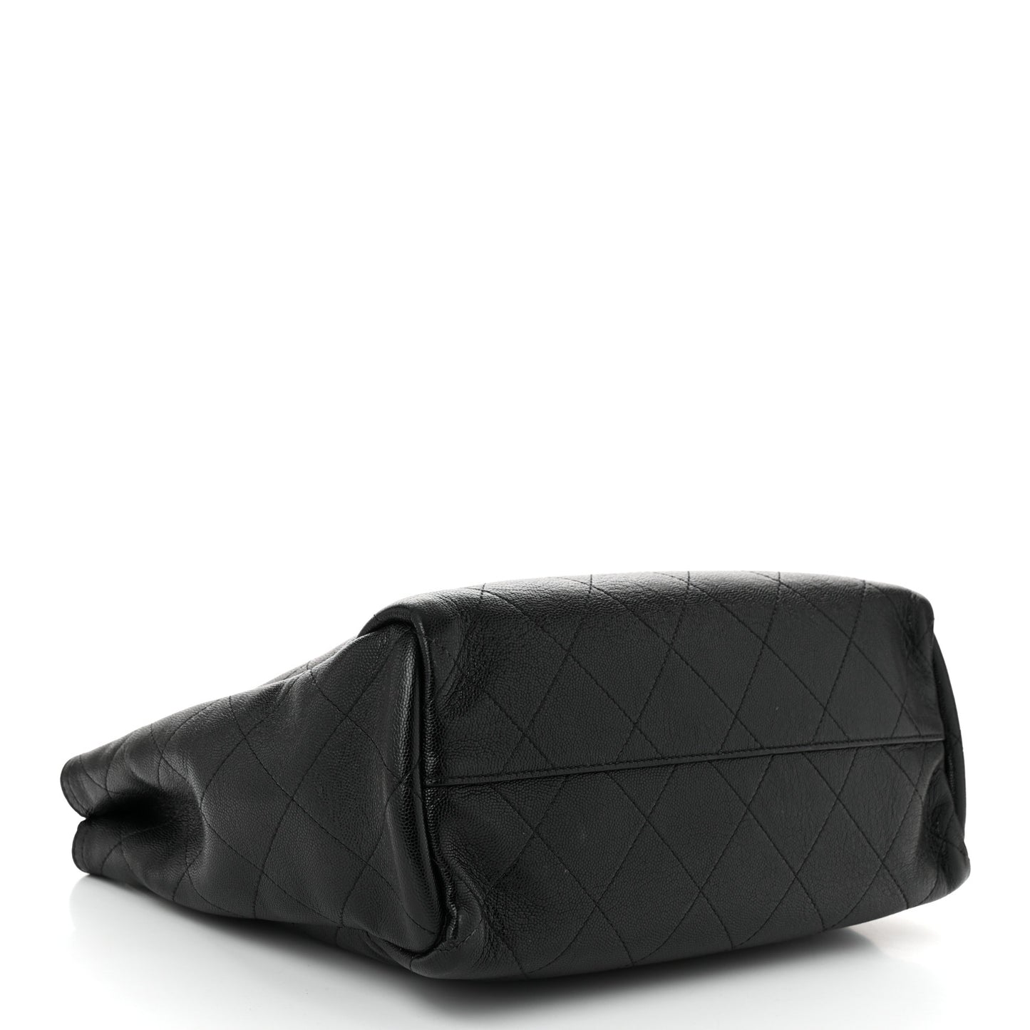 Caviar Stitched Medium Lady Coco Shopping Tote Black