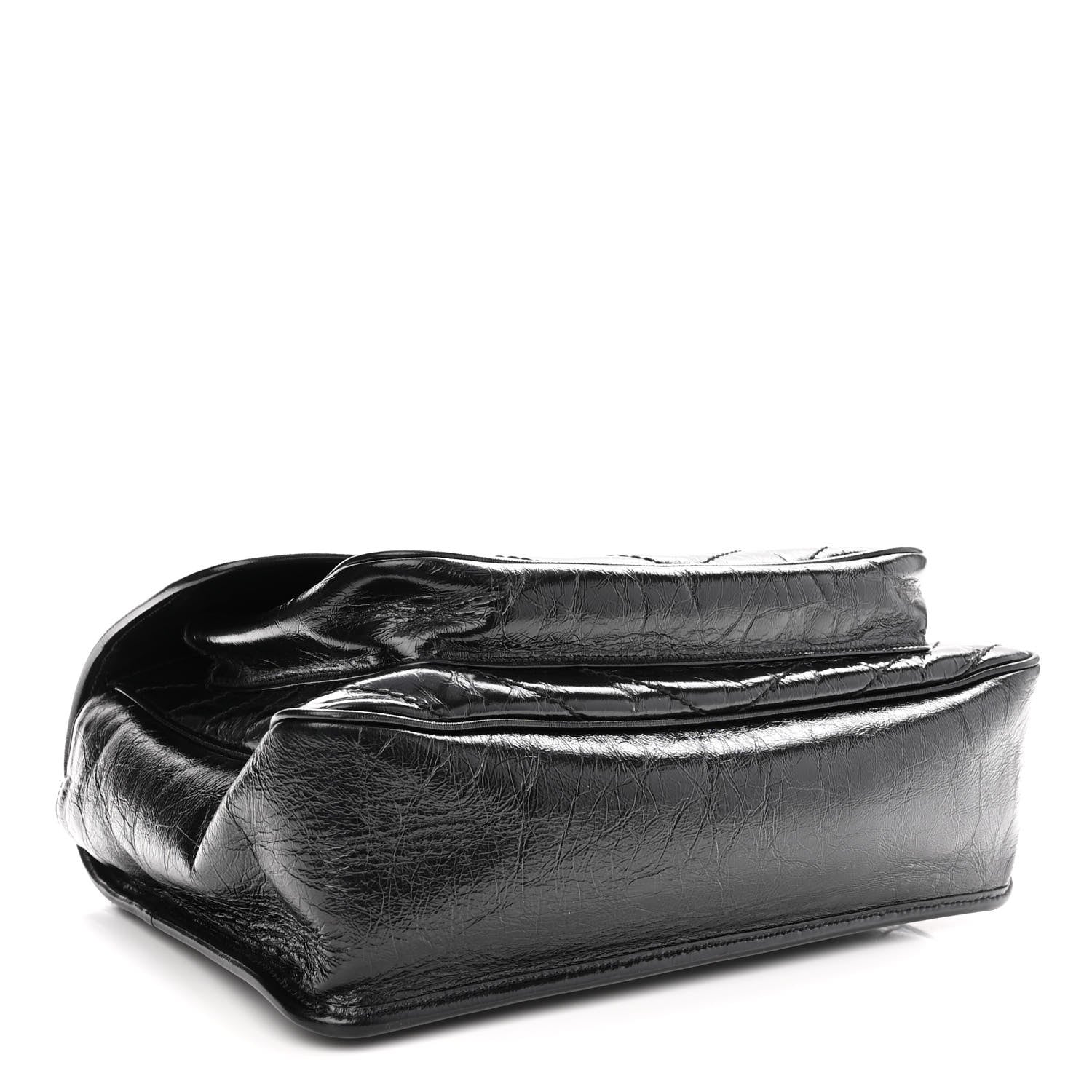 Saint Laurent Crinkled Calfskin Matelasse Monogram Large Niki Chain Satchel Black 4 of 9