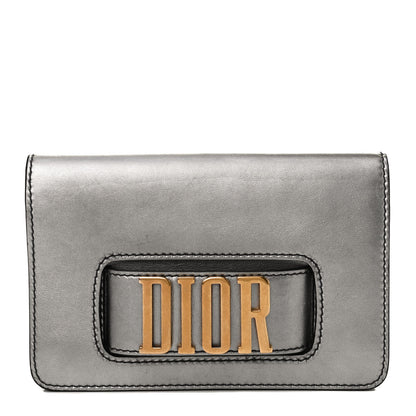 Christian Dior Metallic Smooth Calfskin Dio(r)evolution Flap Clutch Silver 1 of 10