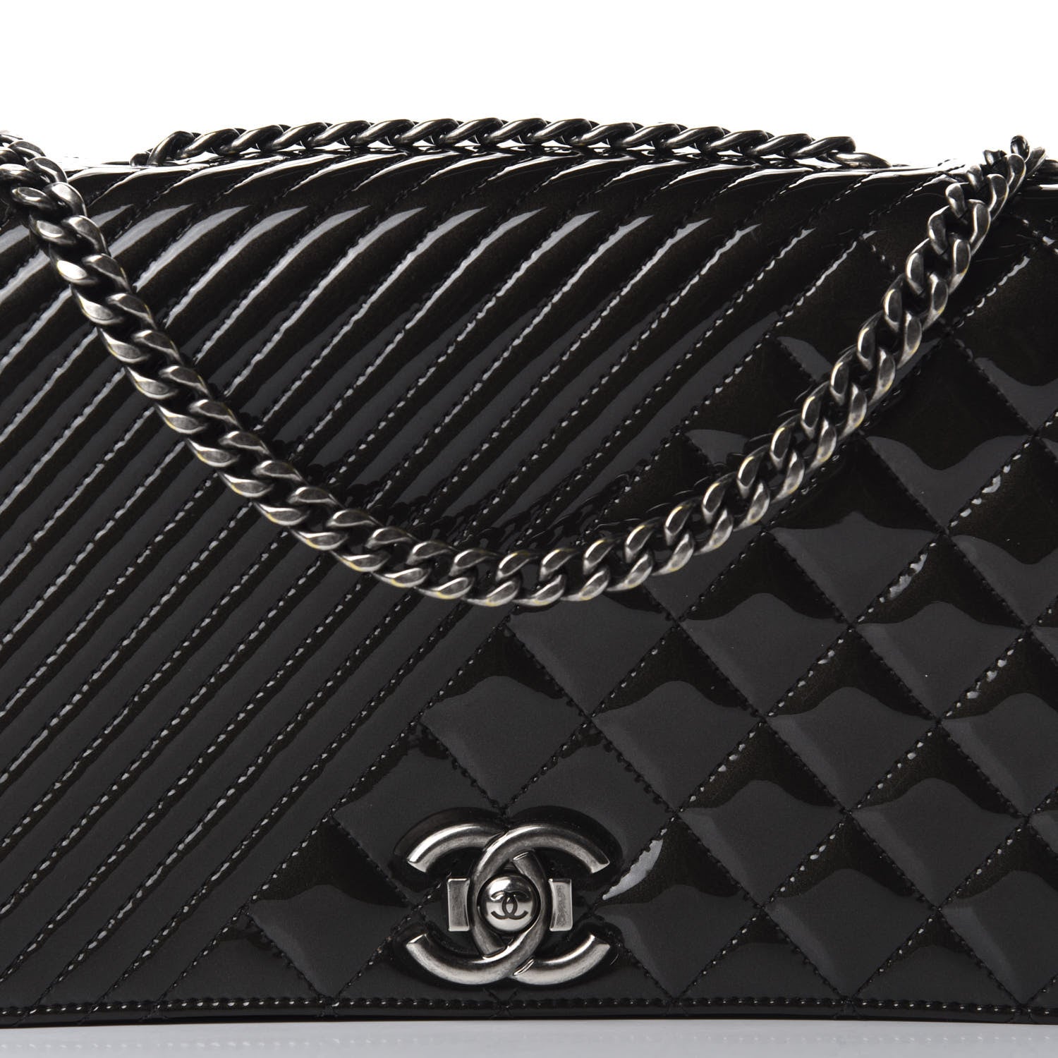 Chanel Patent Quilted Medium Coco Boy Flap 15 of 16