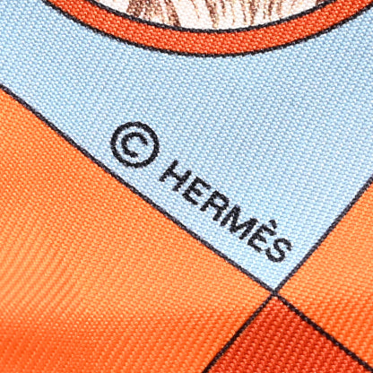Hermes Silk Colliers et Chiens Twilly Potiron Orange Ciel 3 of 4