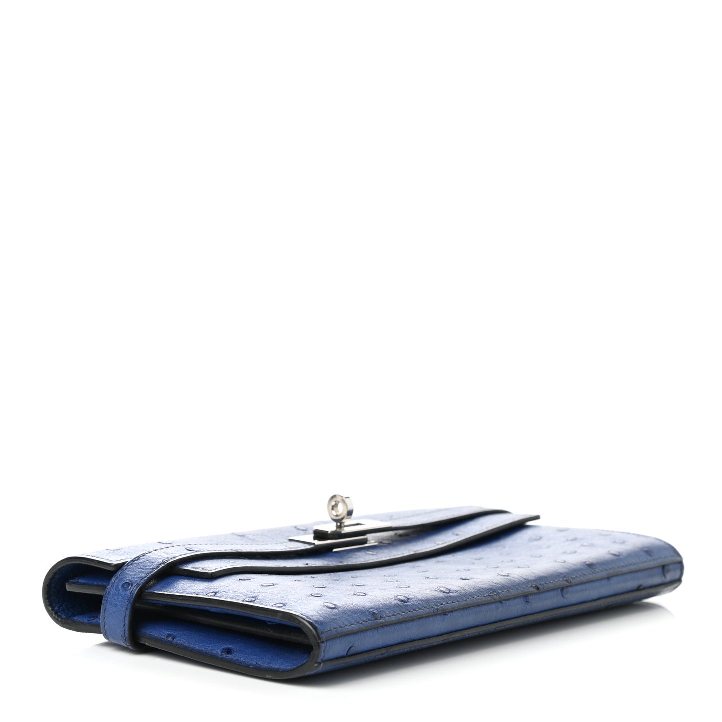 Ostrich Kelly Longue Wallet Bleu Saphir