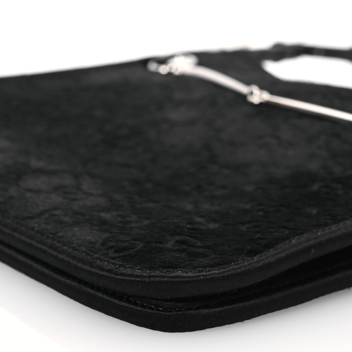 Calf Hair Horsebit Slim Shoulder Bag Black