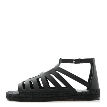 Hermes Calfskin Costanza Espadrille Sandals 36 Black 1 of 9