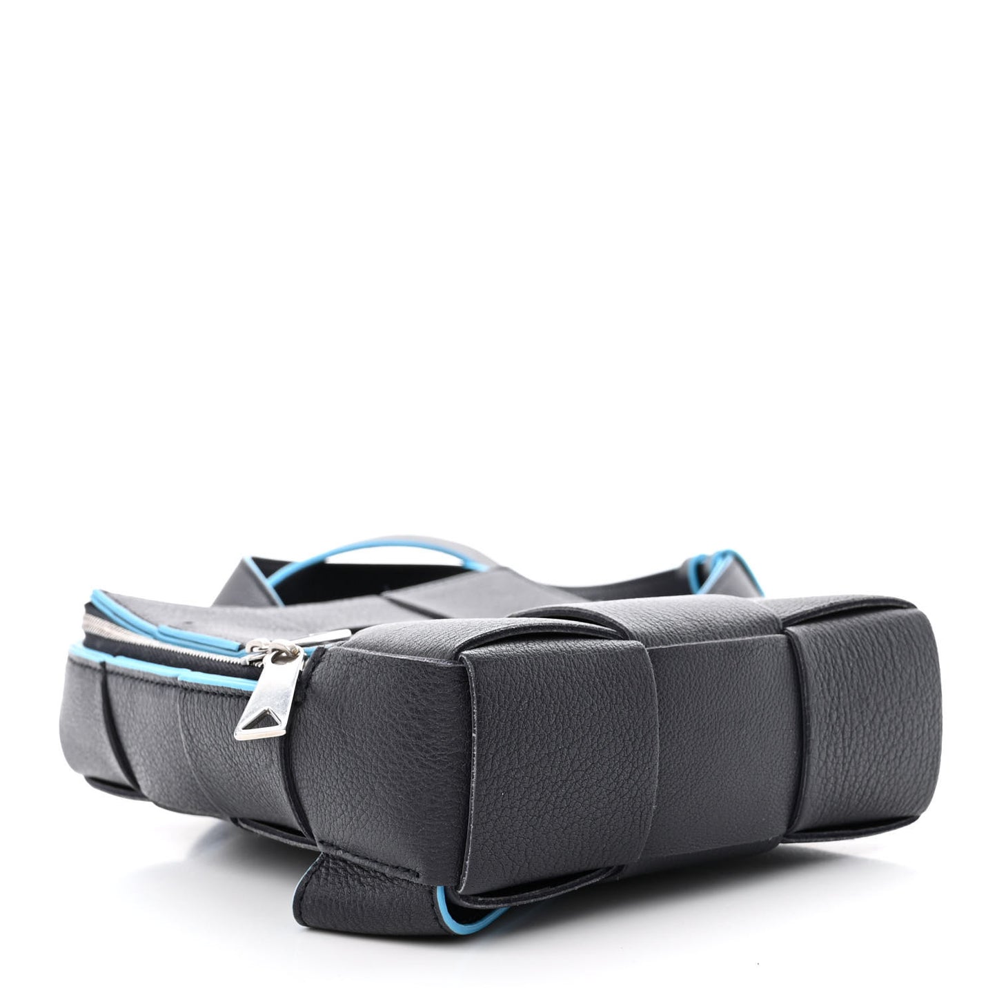 Grained Calfskin Intreccio Mini Cassette Sling Bag Deep Blue Pool