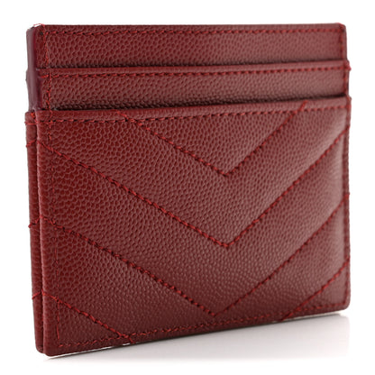 Saint Laurent Grain De Poudre Matelasse Chevron Monogram Credit Card Case Palissandre 3 of 7