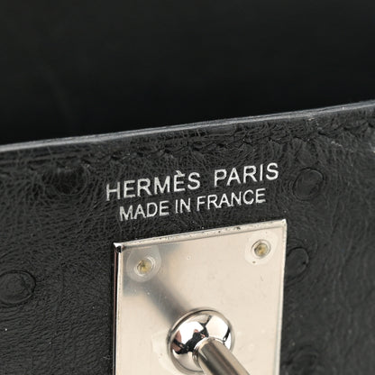 Hermes Ostrich Kelly Sellier Mini 20 Black 6 of 12