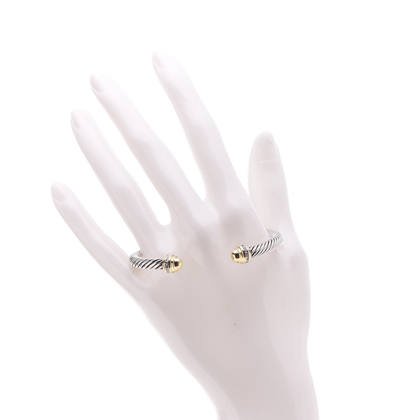 Sterling Silver 18K Yellow Gold Diamond 5mm Cable Classics Bracelet