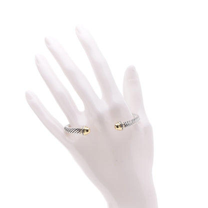 David Yurman Sterling Silver 18K Yellow Gold Diamond 5mm Cable Classics Bracelet 2 of 5