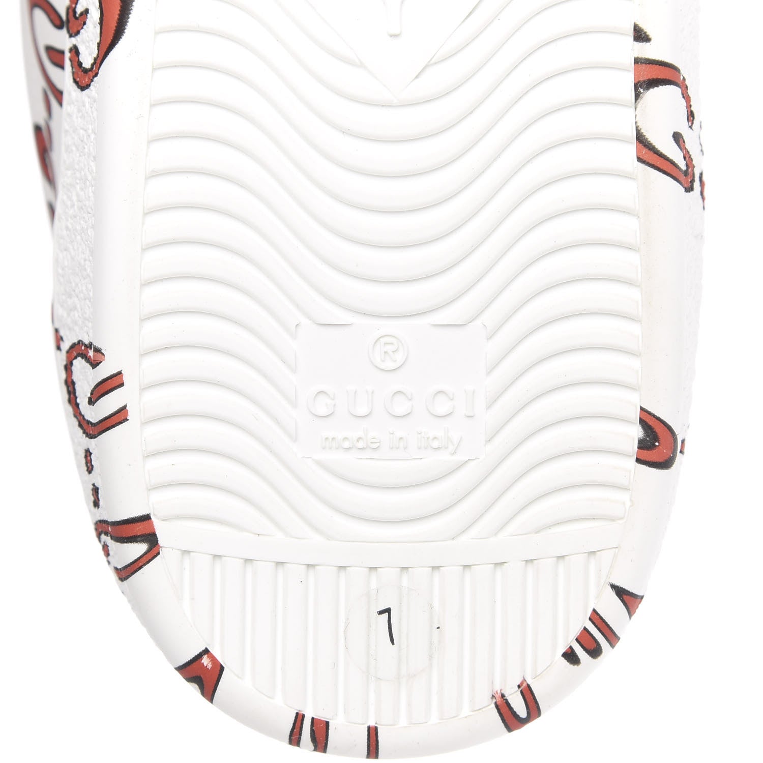 Gucci Calfskin GucciGhost Print Mens Ace Sneakers 7 White Hibiscus Red 8 of 9