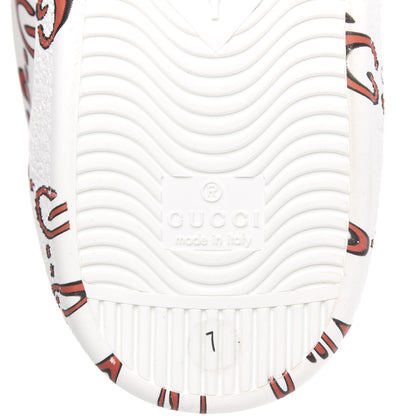 Gucci Calfskin GucciGhost Print Mens Ace Sneakers 7 White Hibiscus Red 8 of 9