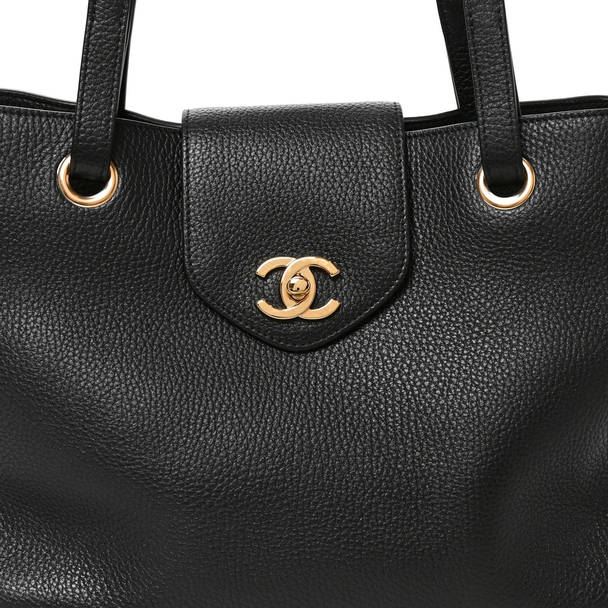 Grained Calfskin Shopping Tote Black