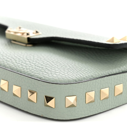 Valentino Garavani Grainy Calfskin Rockstud Crossbody Bag Water Green 9 of 11