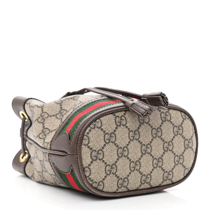 Gucci GG Supreme Monogram Web Mini Ophidia Bucket Bag Brown 4 of 10
