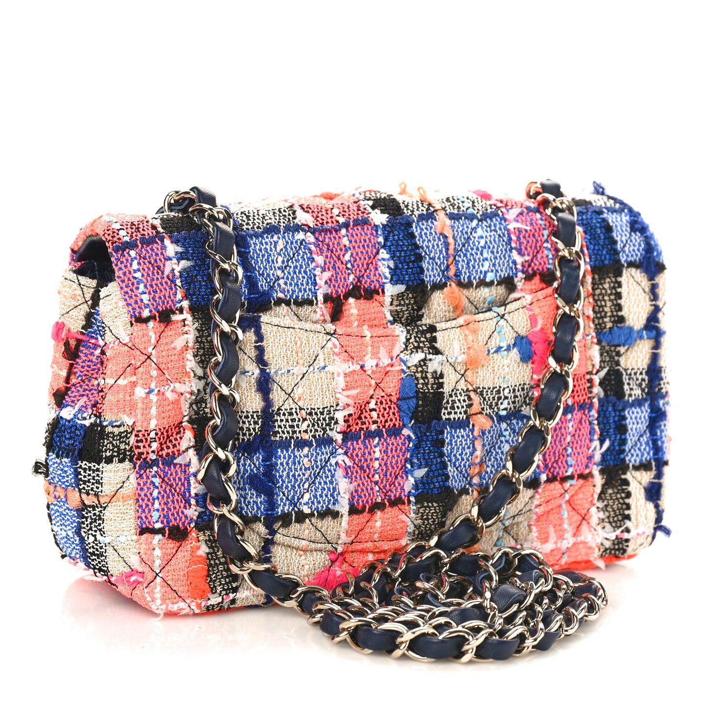Tweed Quilted Mini Rectangular Flap Blue Orange Yellow