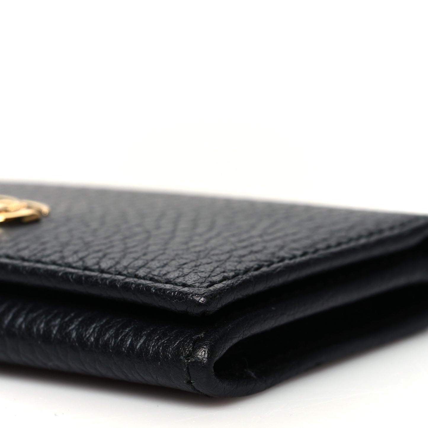 Pebbled Calfskin GG Marmont Card Case Black