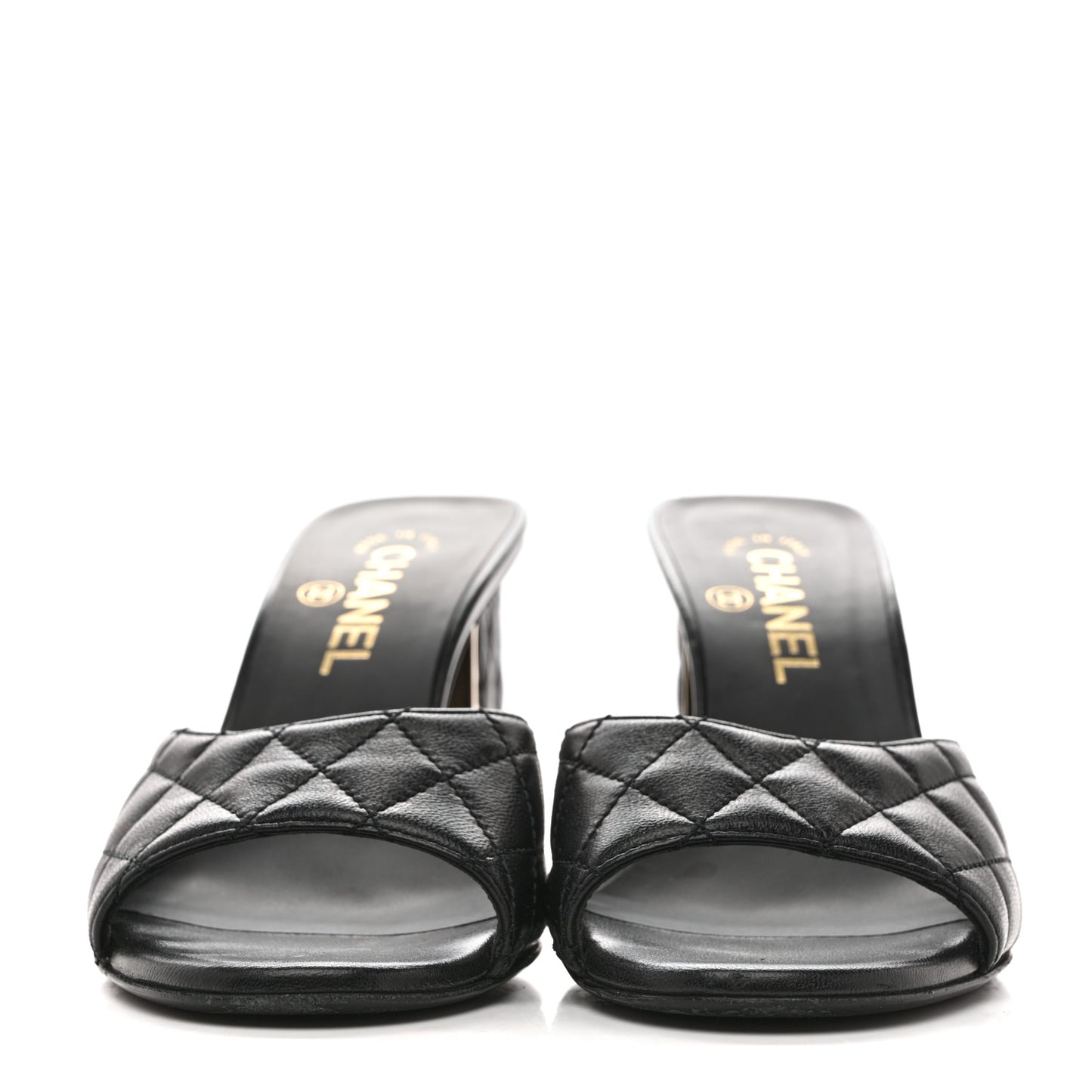 Lambskin Quilted CC Mules 38 Black