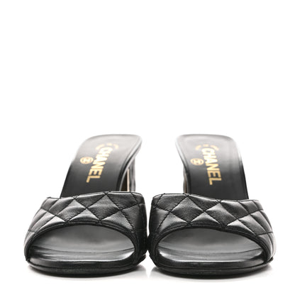 Chanel Lambskin Quilted CC Mules 38 Black 3 of 9