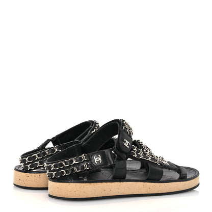 Chanel Lambskin Chain Sandals 35 Black 5 of 15