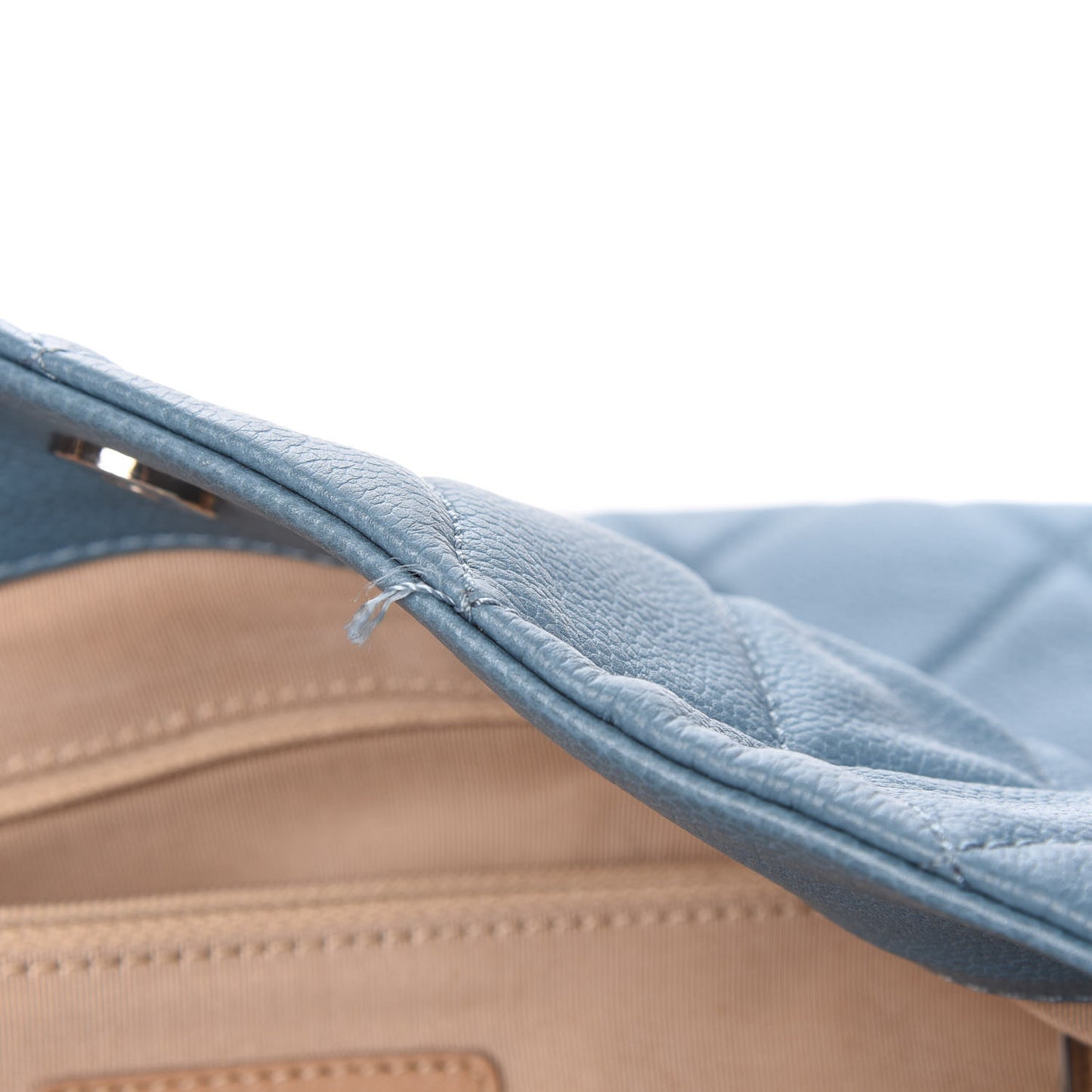 Caviar Quilted Expandable Zip Shoulder Bag Blue