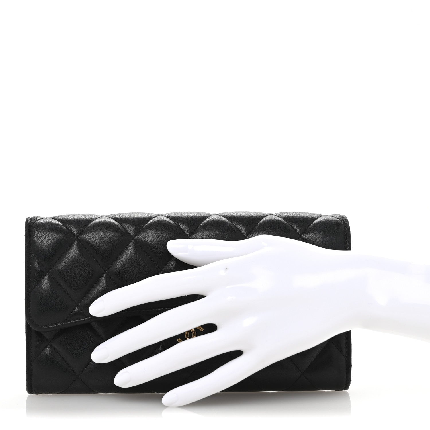 Chanel Lambskin Quilted Large Flap Wallet Black 2 of 13