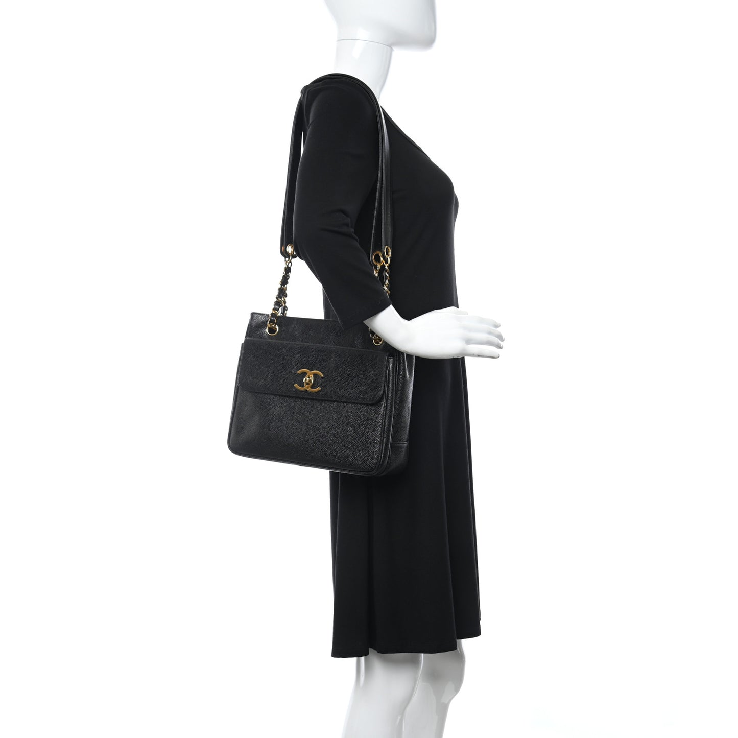 Caviar Flap Shoulder Bag Black