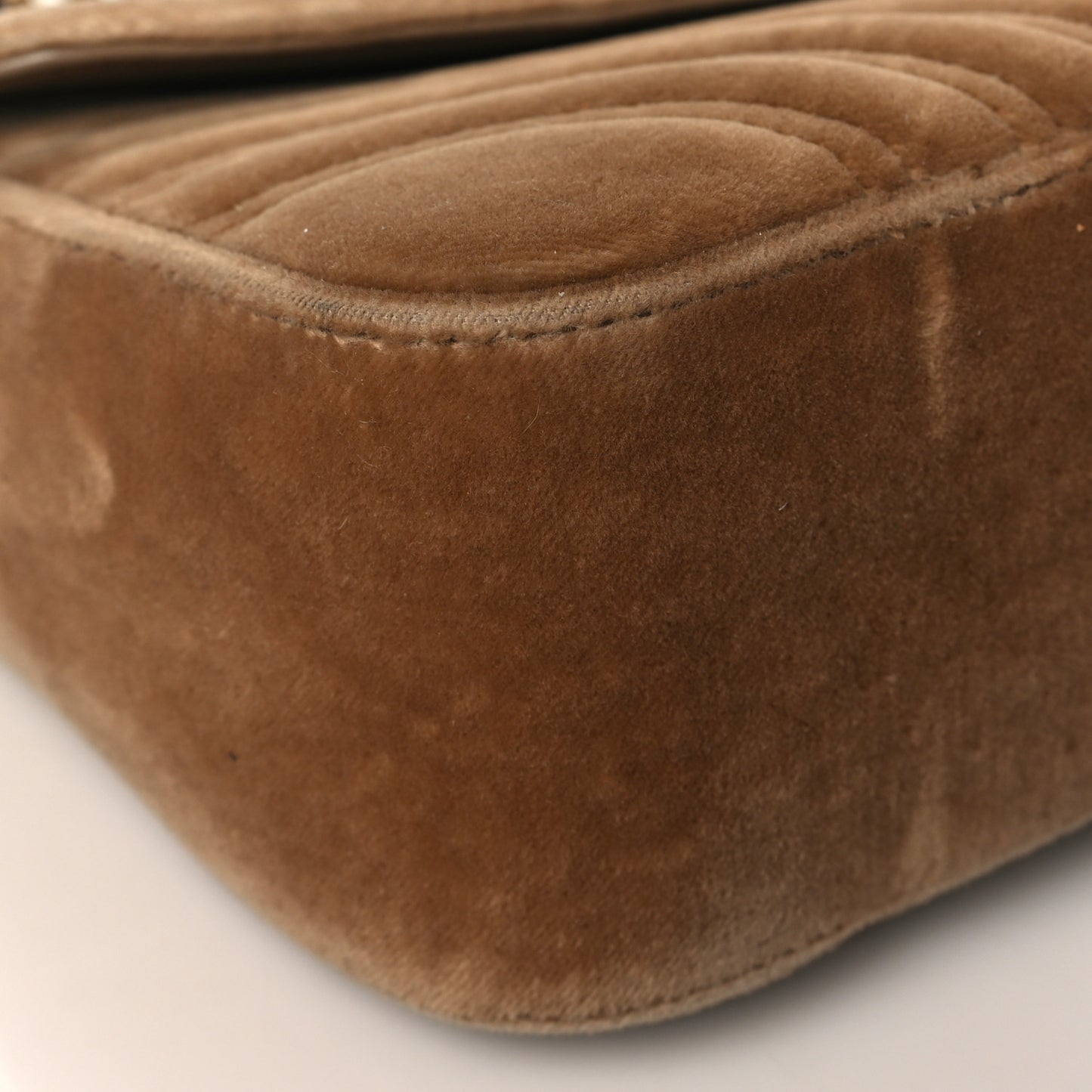 Velvet Matelasse Small GG Marmont Shoulder Bag Taupe